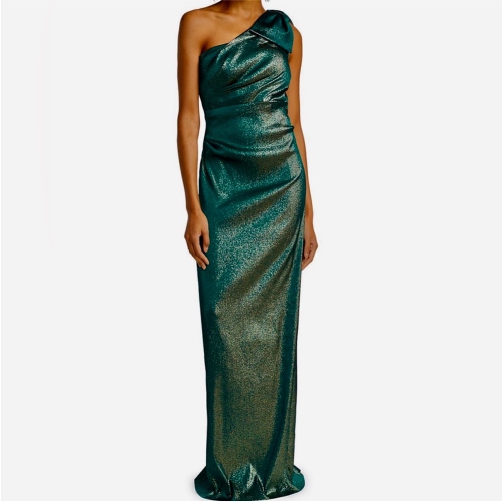 Teri Jon by Rickie Freeman Elegant One-Shoulder Gown NWT
